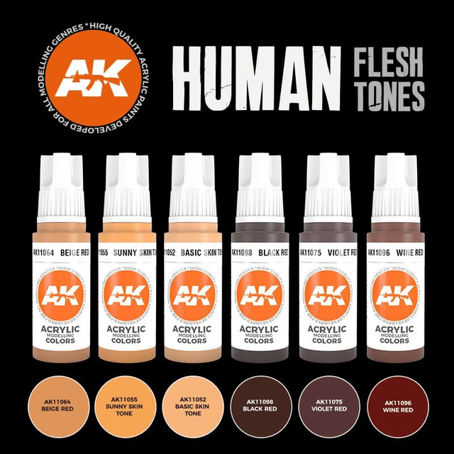 AK 3rd Gen Paintset: HUMAN FLESH TONES SET