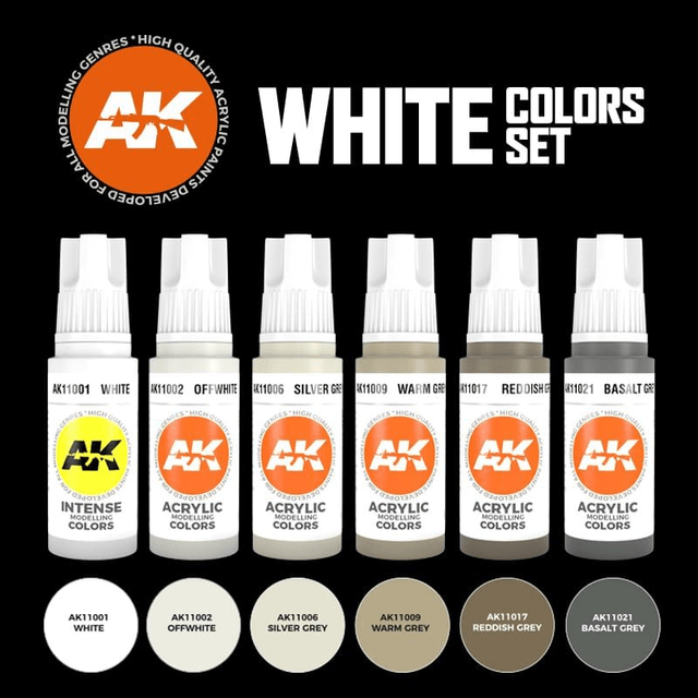 AK 3rd Gen Paintset: WHITE COLORS SET