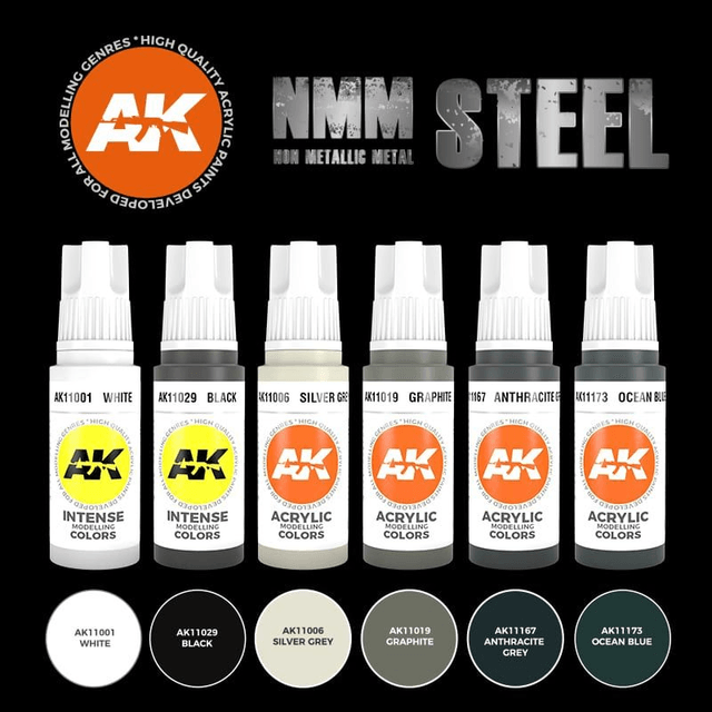 AK 3rd Gen Paintset: NON METALLIC METAL: STEEL SET