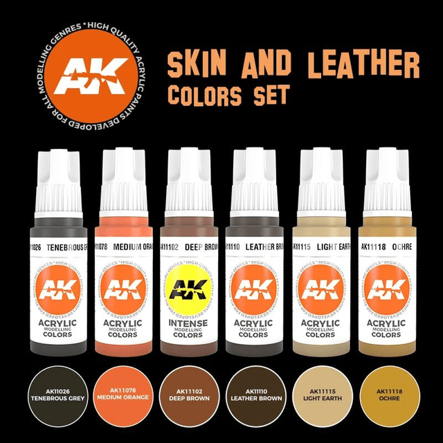 AK 3rd Gen Paintset: SKIN AND LEATHER COLORS SET