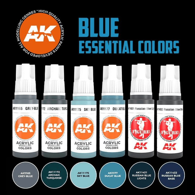 AK 3rd Gen Paintset: BLUE ESSENTIAL COLORS SET